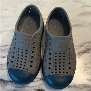 Native Gray and Blue Sandals with Perforated Design
